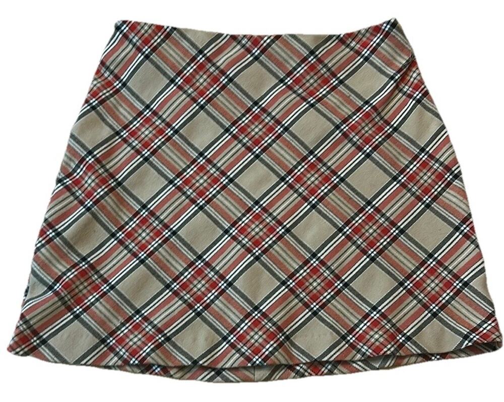 Vintage Y2K Skirt Small Micro Mini Plaid Low Rise Academia Grunge Punk Red Beige